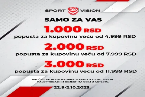 PONUDA KOJA SE NE ODBIJA: ISKORISTITE DODATNI POPUST NA KUPOVINU U SPORT VISION PRODAVNICAMA