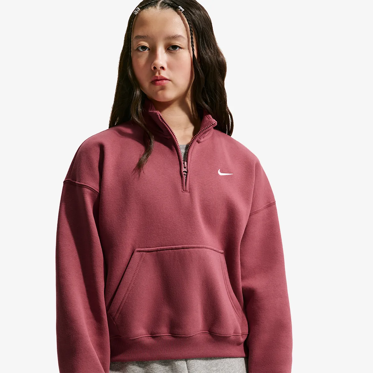 NIKE Majica dugih rukava G NSW STUDIO FLC QZ OS TOP