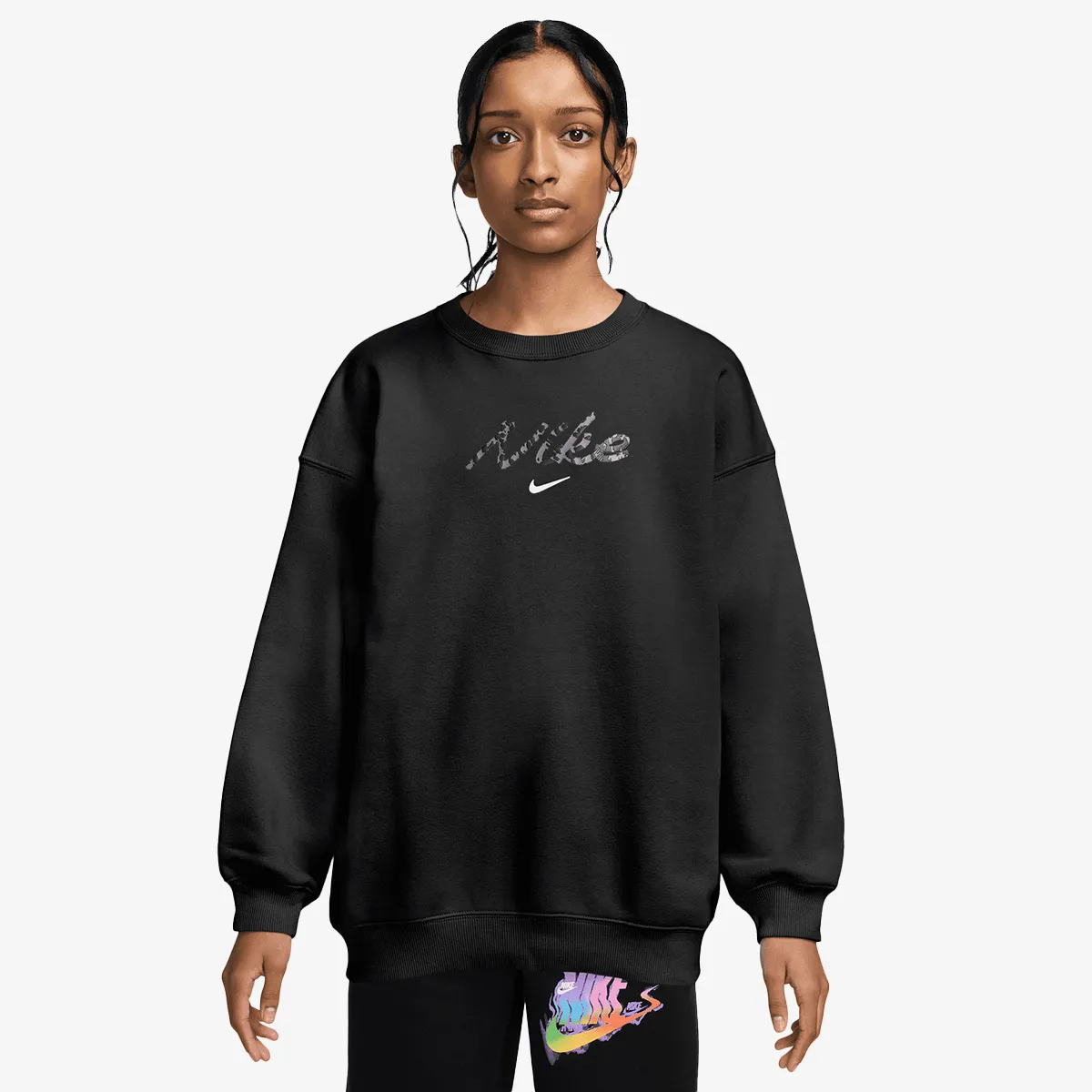NIKE Majica dugih rukava G NSW STDIO FLC OVRSZD CRW AOP