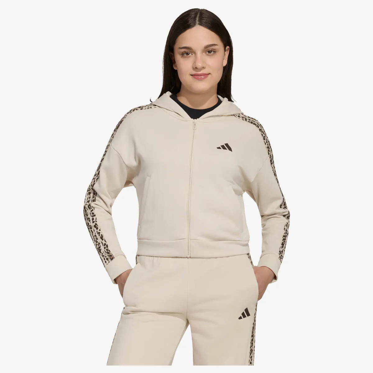 Dečiji duks sa zipom i kapuljačom adidas Jg an 3s ft fz